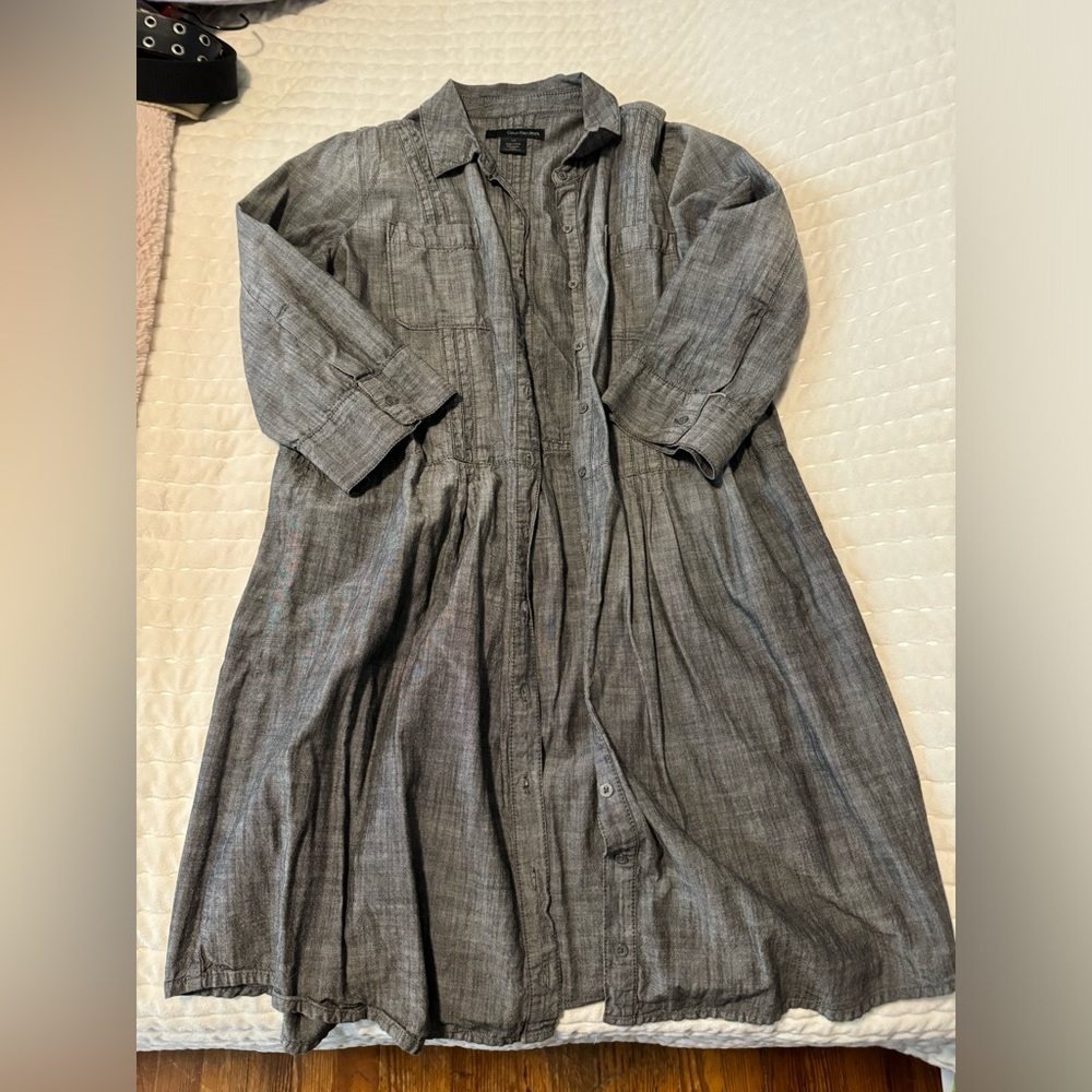 Gray shirt dress